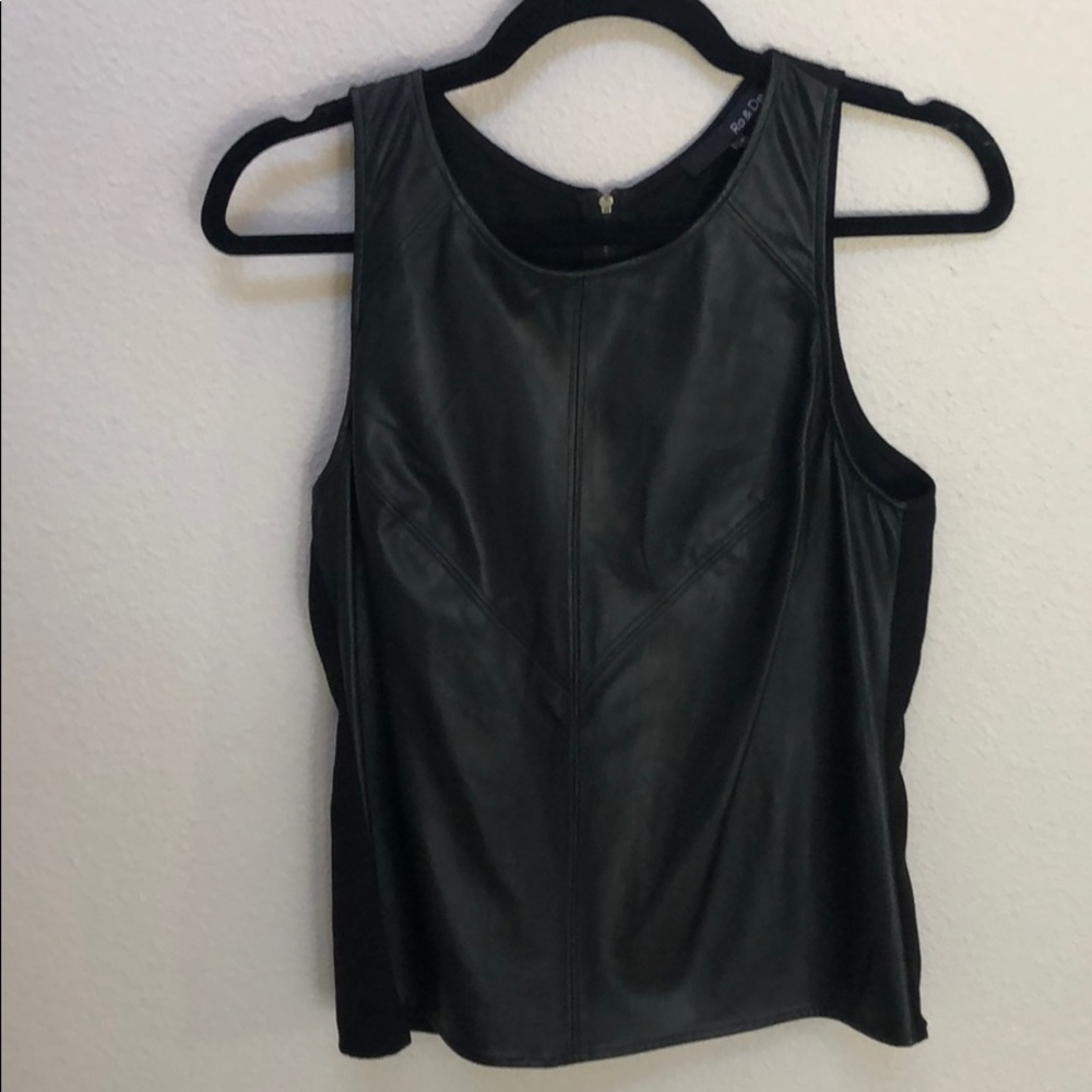 Leather front tank top